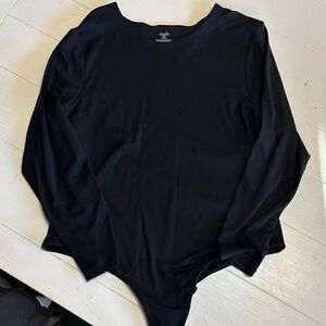 NUUDS Black Cotton stretch Long Sleeve crewneck Bodysuit